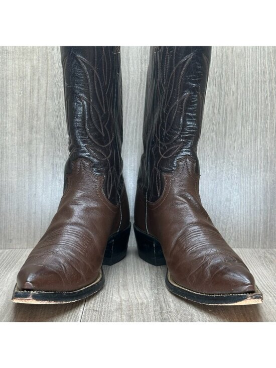 Justin Boots Mens Size 11 Two Tone Pointed Stitch Welt Western Leather Brown main image 12